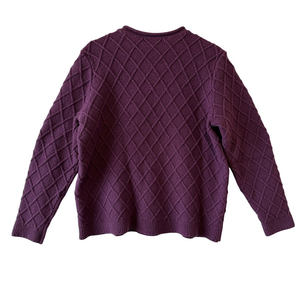 Lands End Women's‎ Purple Diamond Cable Knit Pullover Sweater XL Cottagecore - Picture 4 of 5